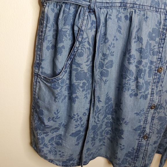 Levi's Denim Floral Dress With Pockets 100% Cotton - Picture 4 of 12